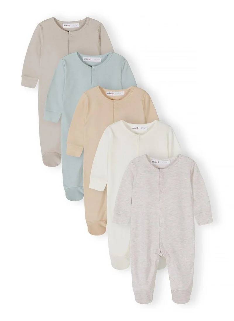 مينوتي unisex 5-pack long sleeve sleepsuits neutral beige 0-24 months
